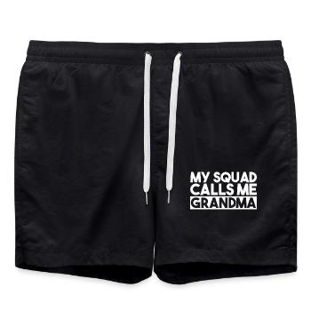 Mein Team nennt mich Mama Retro Typografie - Badeshorts - Schwarz - Vorne - AI Model Male 185 light (185cm)