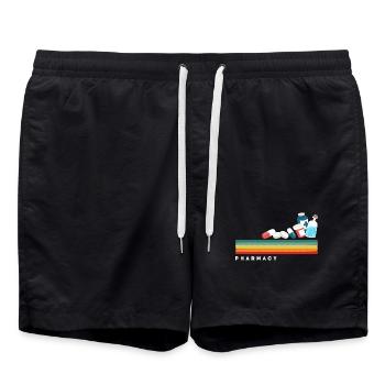 Technicien en pharmacie rétro - Short de bain - noir - Devant - AI Model Male 185 light (185cm)