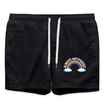 Always Antifascist – Antifa Tee - Badeshorts - Schwarz - Vorne - AI Model Male 185 light (185cm)