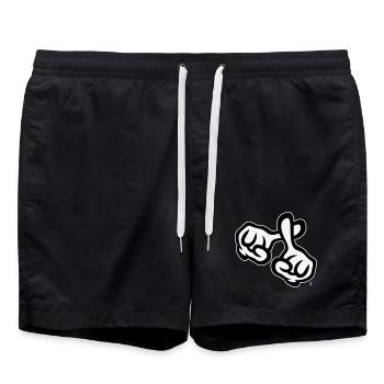 Croisez les doigts (mains / croix / religion / NEG 1C) - Short de bain - noir - Devant - AI Model Male 185 light (185cm)