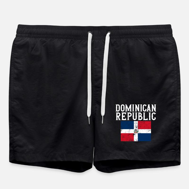 Dominican Republic Flag Souvenir - Swim Trunks - black