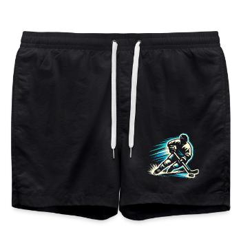 Eishockey Spieler Kinder Geschenk Herren - Badeshorts - Schwarz - Vorne - AI Model Male 185 light (185cm)
