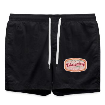 Oberstdorf Bavaria Retro Ski-Marke - Badeshorts - Schwarz - Vorne - AI Model Male 185 light (185cm)