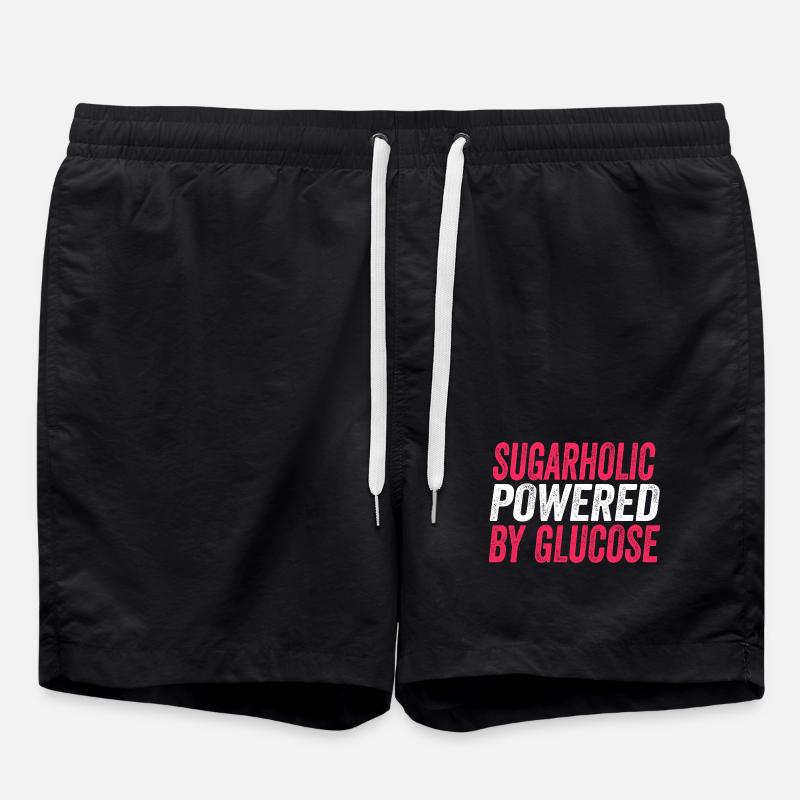 Sugarholic Powered by Glucose - Swim Trunks - black