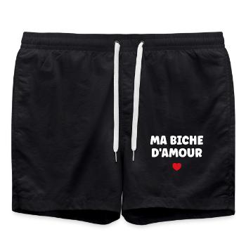 Ma Biche d'Amour Coeur Rouge - Short de bain - noir - Devant - AI Model Male 185 light (185cm)