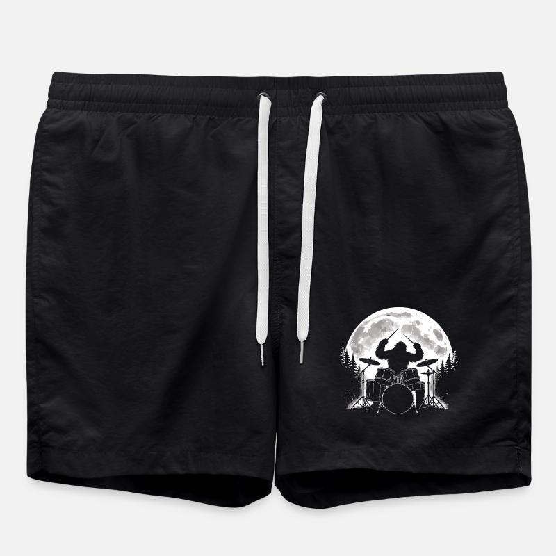 Bigfoot Drummer Moon - Swim Trunks - black