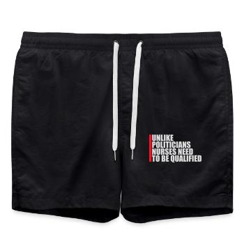 Unlike Politicians Nurses Need To Be Qualified - Swim Trunks - black - Front - AI Model Male 185 light (185cm)