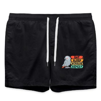 Papagei Grau - Badeshorts - Schwarz - Vorne - AI Model Male 185 light (185cm)