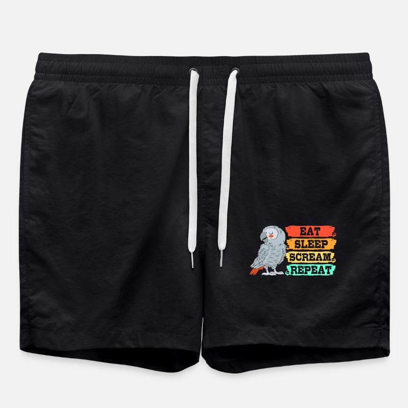 Papagei Grau - Badeshorts - Schwarz