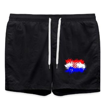 Kroatien Flagge Splash - Badeshorts - Schwarz - Vorne - AI Model Male 185 light (185cm)