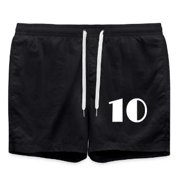 10. 10 YEARS. 10th ANNIVERSARY. 10 YEAR ANNIVERSARY. - Swim Trunks - black - Front - AI Model Male 185 light (185cm)
