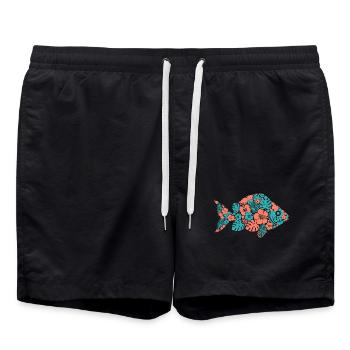 Silhouette du poisson fleur tropical - Short de bain - noir - Devant - AI Model Male 185 light (185cm)