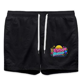 Retro Forever Neon 80er Vibe - Badeshorts - Schwarz - Vorne - AI Model Male 185 light (185cm)