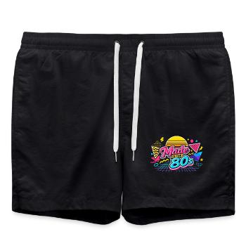 Rétro néon fabriqué dans les années 80 - Short de bain - noir - Devant - AI Model Male 185 light (185cm)