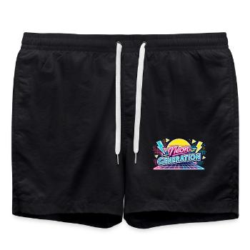 Neon Generation Retro-Vibe - Badeshorts - Schwarz - Vorne - AI Model Male 185 light (185cm)