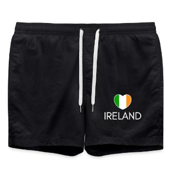 Cœur avec drapeau irlandais, j’aime l’Irlande - Short de bain - noir - Devant - AI Model Male 185 light (185cm)
