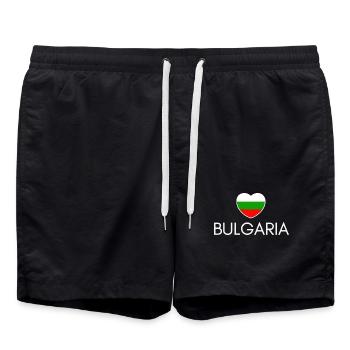 Herz mit bulgarischer Flagge, ich liebe Bulgarien - Badeshorts - Schwarz - Vorne - AI Model Male 185 light (185cm)