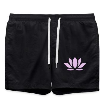 Lotusblume Lotusblüten pastell Blume Blüte Yoga - Badeshorts - Schwarz - Vorne - AI Model Male 185 light (185cm)