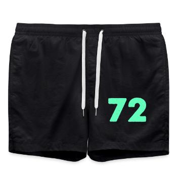 Neon Zahl 72 Mint Grafik - Badeshorts - Schwarz - Vorne - AI Model Male 185 light (185cm)