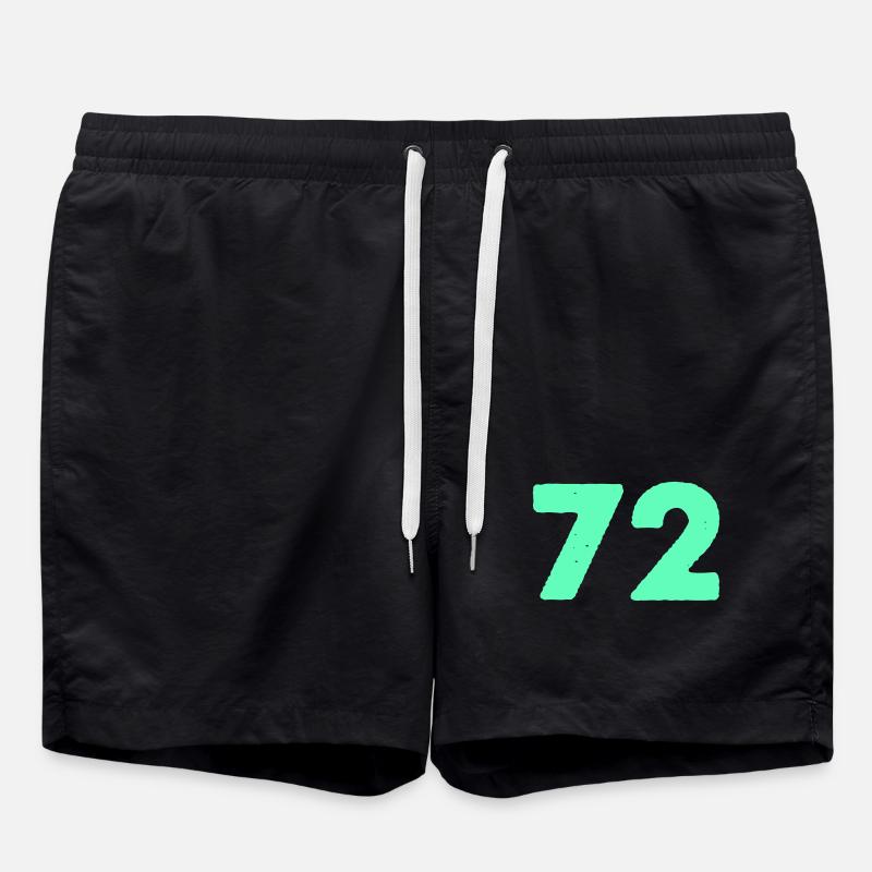 Neon Number 72 Mint Graphic - Swim Trunks - black