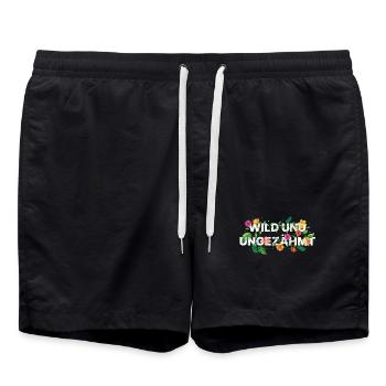 Sauvages et indomptés – Dicton des tendances florales - Short de bain - noir - Devant - AI Model Male 185 light (185cm)