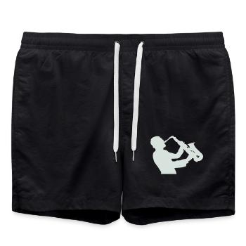 Jazz Saxophone Silhouette - Short de bain - noir - Devant - AI Model Male 185 light (185cm)