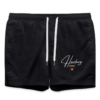 Hamburg, Deutschland, elegantes Design Hamburg - Badeshorts - Schwarz - Vorne - AI Model Male 185 light (185cm)