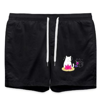 Vie de chat artisan – Du Rouet au Thé - Short de bain - noir - Devant - AI Model Male 185 light (185cm)