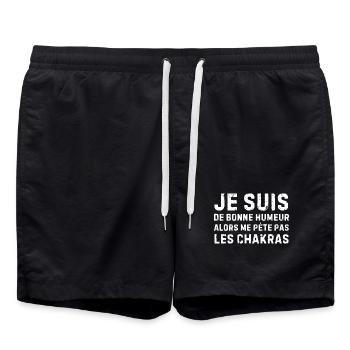 De bonne humeur – touche pas à mes chakras  - Short de bain - noir - Devant - AI Model Male 185 light (185cm)