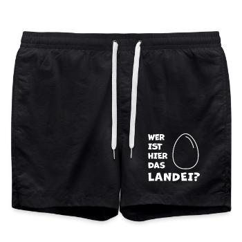 Das Landei - Fans de poulet - Coq - Coq - Bio - Short de bain - noir - Devant - AI Model Male 185 light (185cm)