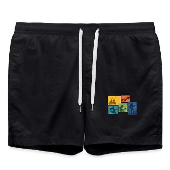 Blocs de couleur grunge pour guitare - Short de bain - noir - Devant - AI Model Male 185 light (185cm)