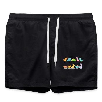 Bunte Dino-Truppe Niedliche Saurier - Badeshorts - Schwarz - Vorne - AI Model Male 185 light (185cm)