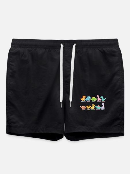 Bunte Dino-Truppe Niedliche Saurier - Badeshorts - Schwarz