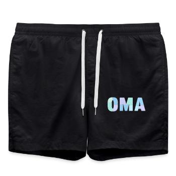 Patchwork Geschenkidee für Oma Muttertag - Badeshorts - Schwarz - Vorne - AI Model Male 185 light (185cm)