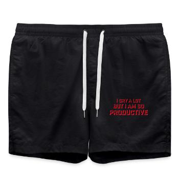 I Cry A Lot But I Am So Productive Lustig Emotion - Badeshorts - Schwarz - Vorne - AI Model Male 185 light (185cm)