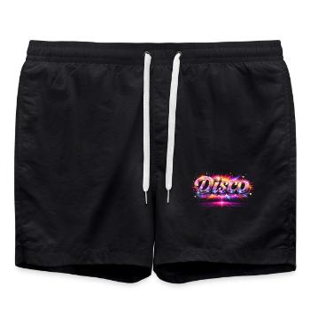 Lettrage disco au néon des années 80 - Short de bain - noir - Devant - AI Model Male 185 light (185cm)