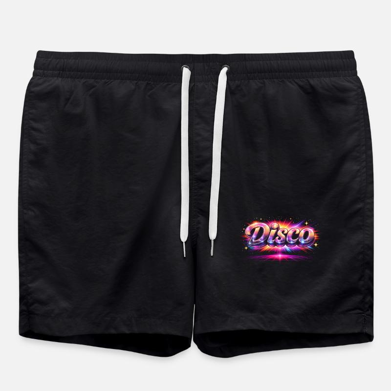 Disco Lettering Neon 80s Style - Swim Trunks - black