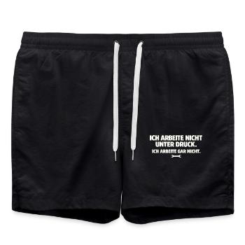 Ich arbeite gar nicht Spruch - Badeshorts - Schwarz - Vorne - AI Model Male 185 light (185cm)