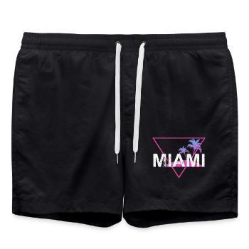 Miami Neon Palm Trees Rétro - Short de bain - noir - Devant - AI Model Male 185 light (185cm)