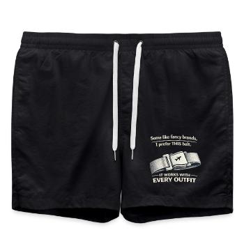 THIS Belt Spruch: Sitzgurt Flugzeug - Swim Trunks - black - Front - AI Model Male 185 light (185cm)