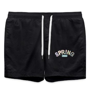 Flower Letters / Farbenfrohes Blumendesign - Badeshorts - Schwarz - Vorne - AI Model Male 185 light (185cm)