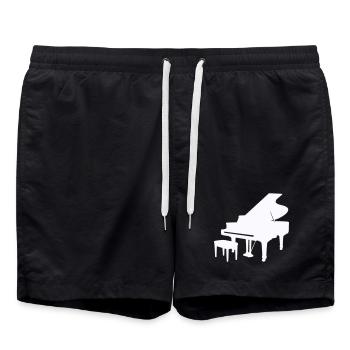 Piano Silhouette Monochrom - Badeshorts - Schwarz - Vorne - AI Model Male 185 light (185cm)