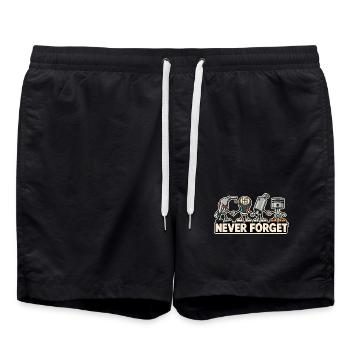 Never Forget – Verbrennungsmotor Auto Retro Design - Badeshorts - Schwarz - Vorne - AI Model Male 185 light (185cm)