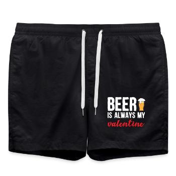 Beer Is My Valentine Funny Craft Brew Drinking Art - Badeshorts - Schwarz - Vorne - AI Model Male 185 light (185cm)