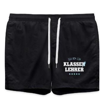 Klassenlehrer Schule Spruch Abschied Bester Lehrer - Badeshorts - Schwarz - Vorne - AI Model Male 185 light (185cm)