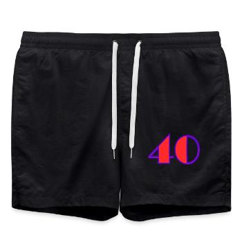 40. 40 YEARS. 40th ANNIVERSARY. 40 YEARS ANNIVERSARY. - Swim Trunks - black - Front - AI Model Male 185 light (185cm)