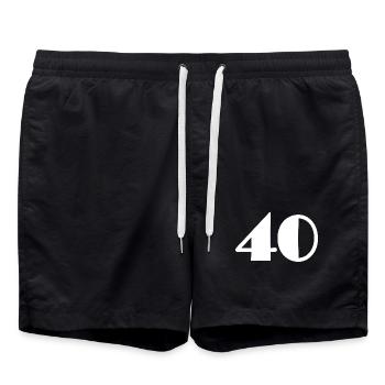 40. 40 YEARS. 40th ANNIVERSARY. 40 YEARS ANNIVERSARY. - Swim Trunks - black - Front - AI Model Male 185 light (185cm)