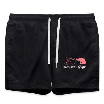 Paix Amour Cochons Paix Amour Cochons Cœur - Short de bain - noir - Devant - AI Model Male 185 light (185cm)