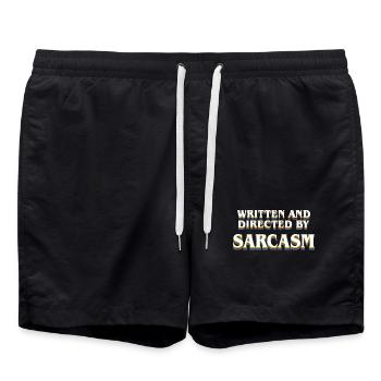 Lustiges sarkastisches Zitat, sorry, Ergebnis, realistischer Pessimi - Badeshorts - Schwarz - Vorne - AI Model Male 185 light (185cm)