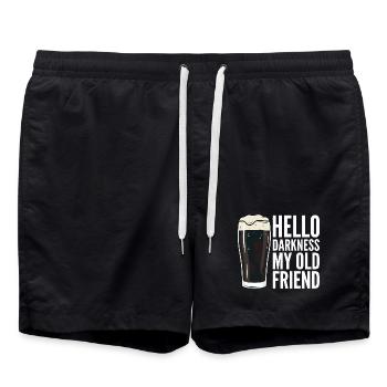 Hello Darkness My Old Friend Drinks Stout Beer - Swim Trunks - black - Front - AI Model Male 185 light (185cm)